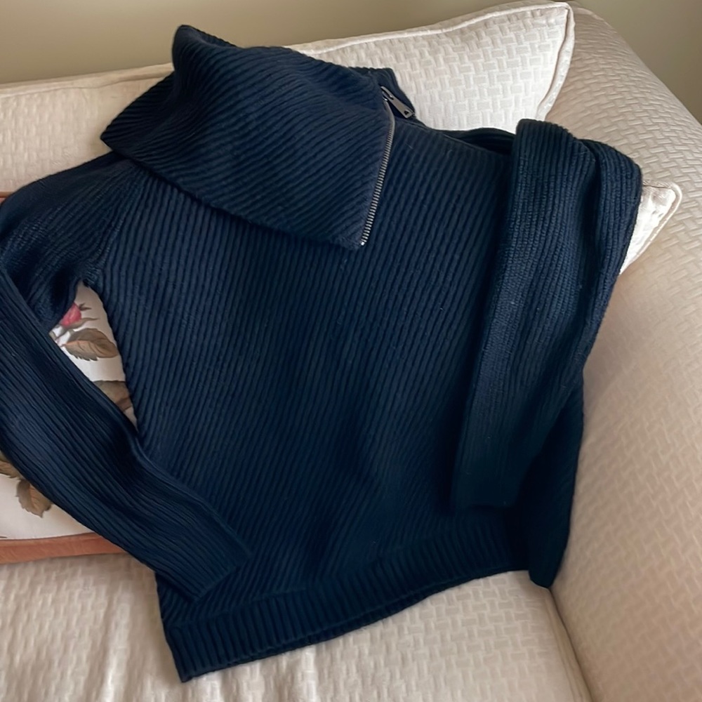 Zippered split turtleneck sweater